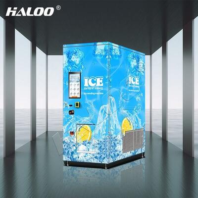 Haloo vending machine supplier screen type large capacity ice making vending machine, used to optimize ice making ATM vending machines