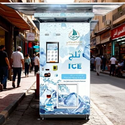 Haloo vending machine supplier screen type large capacity durable ice making vending machine with retractable roof