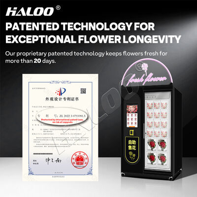 Haloo vending machine supplier 16 grid automatic flower vending machine, using metal sheet and refrigeration system