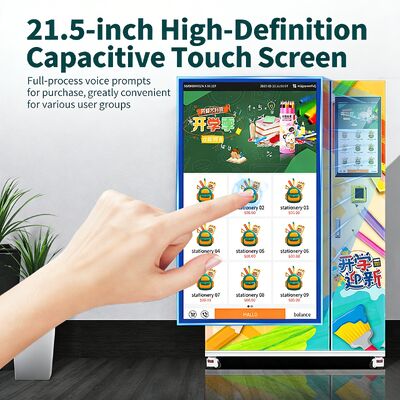 हेलो बुक वेंडिंग मशीन जिसमें इंटेलिजेंट इलेक्ट्रॉनिक लॉक और मोटी पारदर्शी विस्फोट-प्रूफ कैबिनेट डोर है